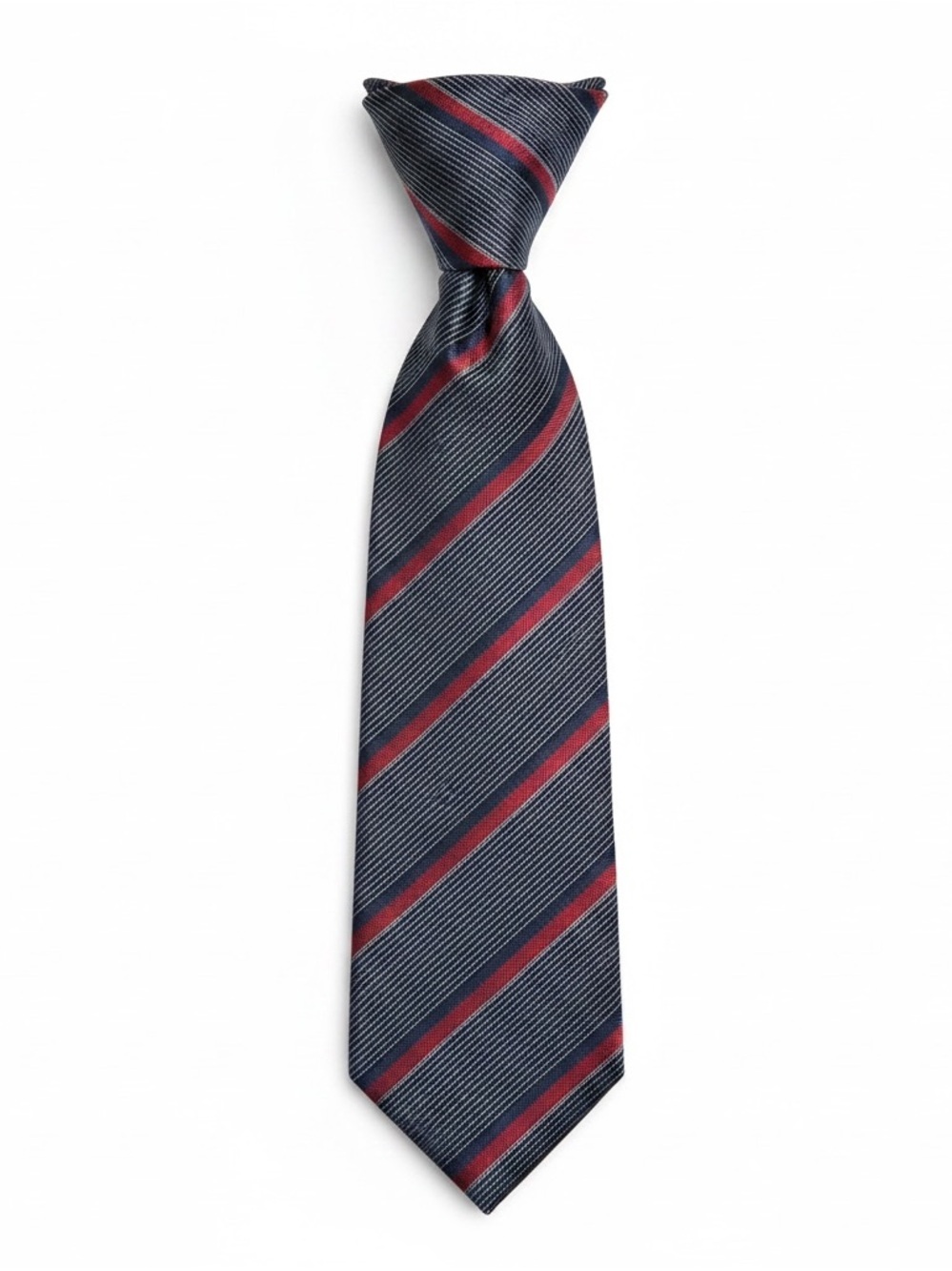 John Varvatos USA Navy Red Striped 100% Silk Necktie Made in USA NWT